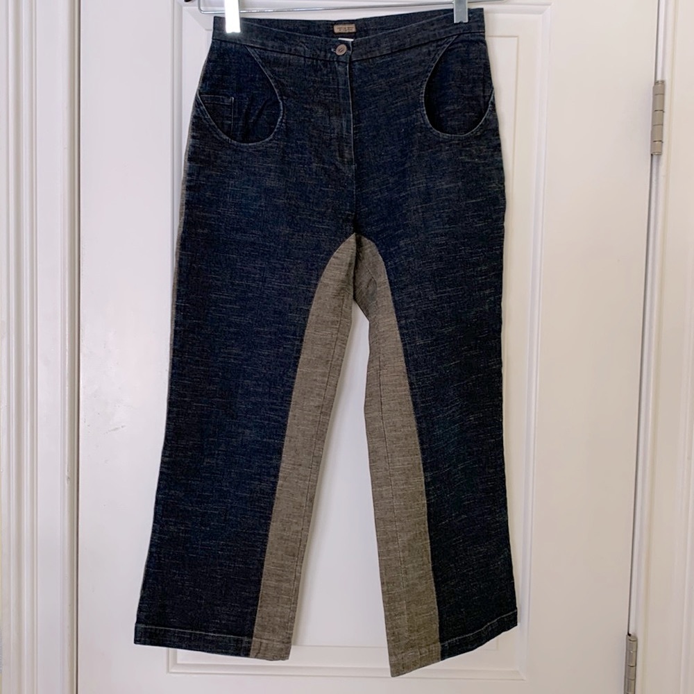 Crop hi-rise two-tone jeans